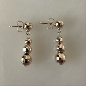 14k Solid Gold Dangle Disco Ball Earrings